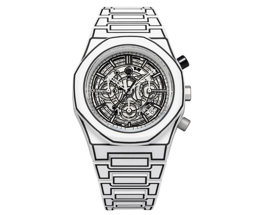 White Sketch Polychrono Mens Watch  Size 40.5mm